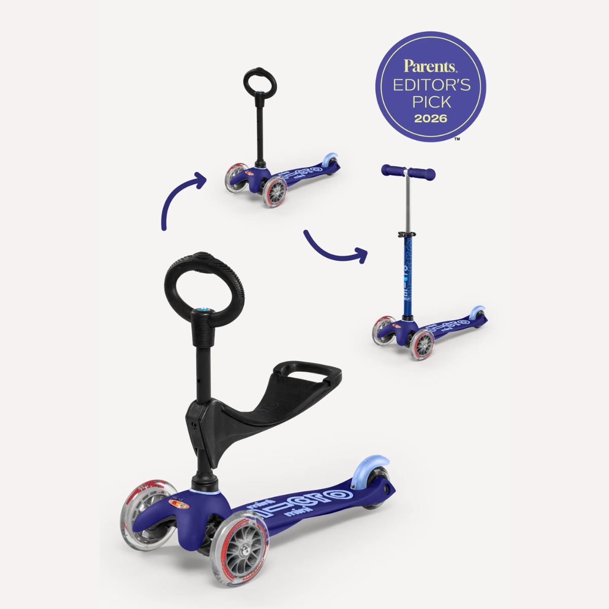 Patinete Infantil Micro Kickboard Mini 3 em 1 Deluxe Blue - Grows with Your Child
