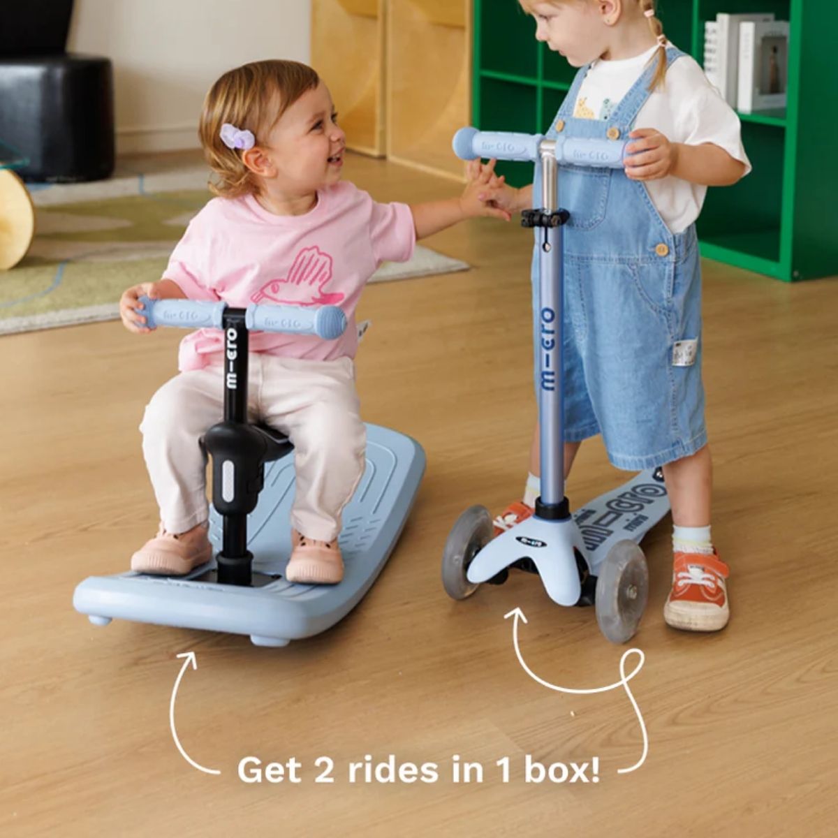 Patinete Infantil Micro Kickboard Mini Rock & Go LED 6 em 1 com Balanço Dusty Rose - Built for Years of Adventures