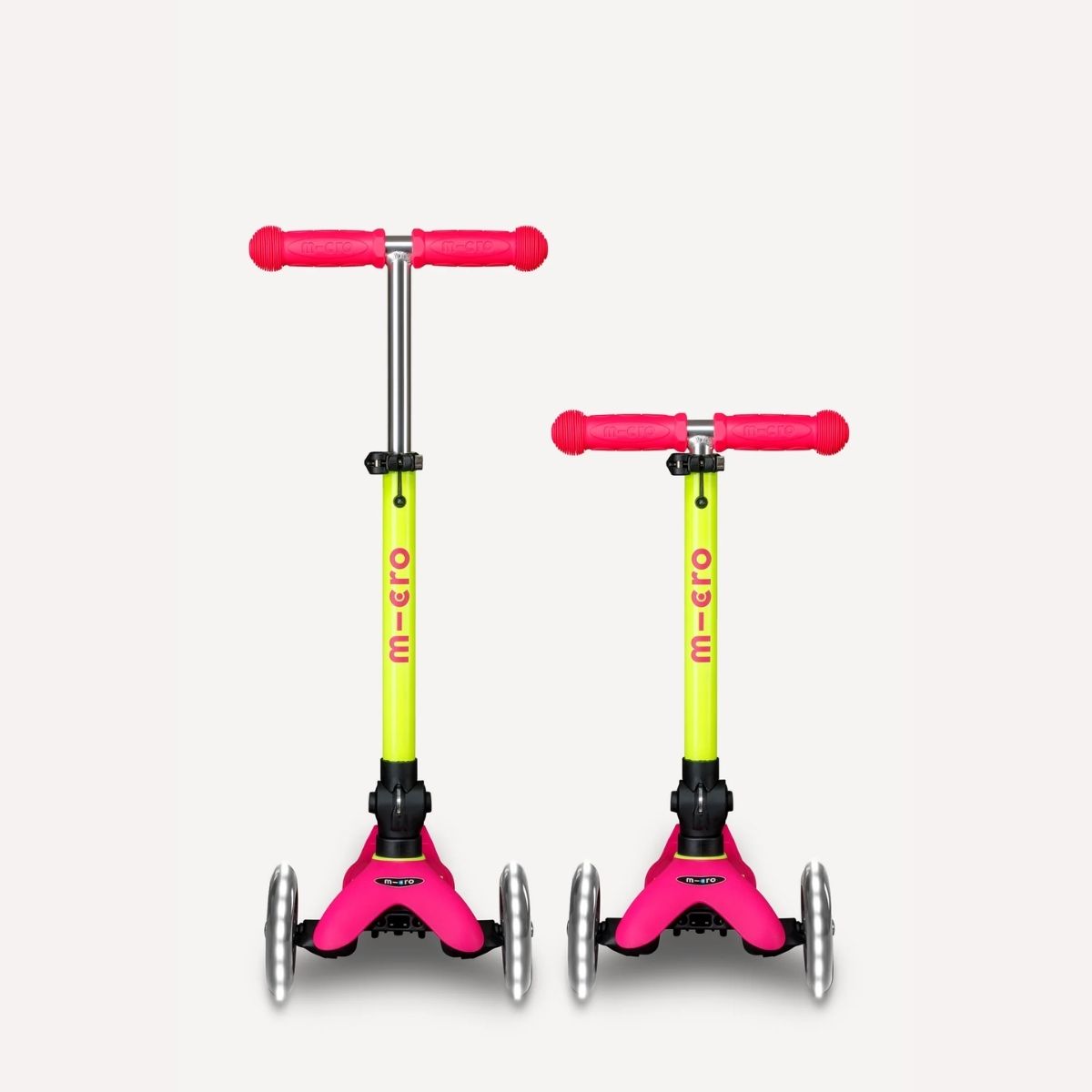 Patinete Infantil Micro Mini Foldable LED Neon Flamingo Pink/Yellow - Fold, Ride & Go Anywhere