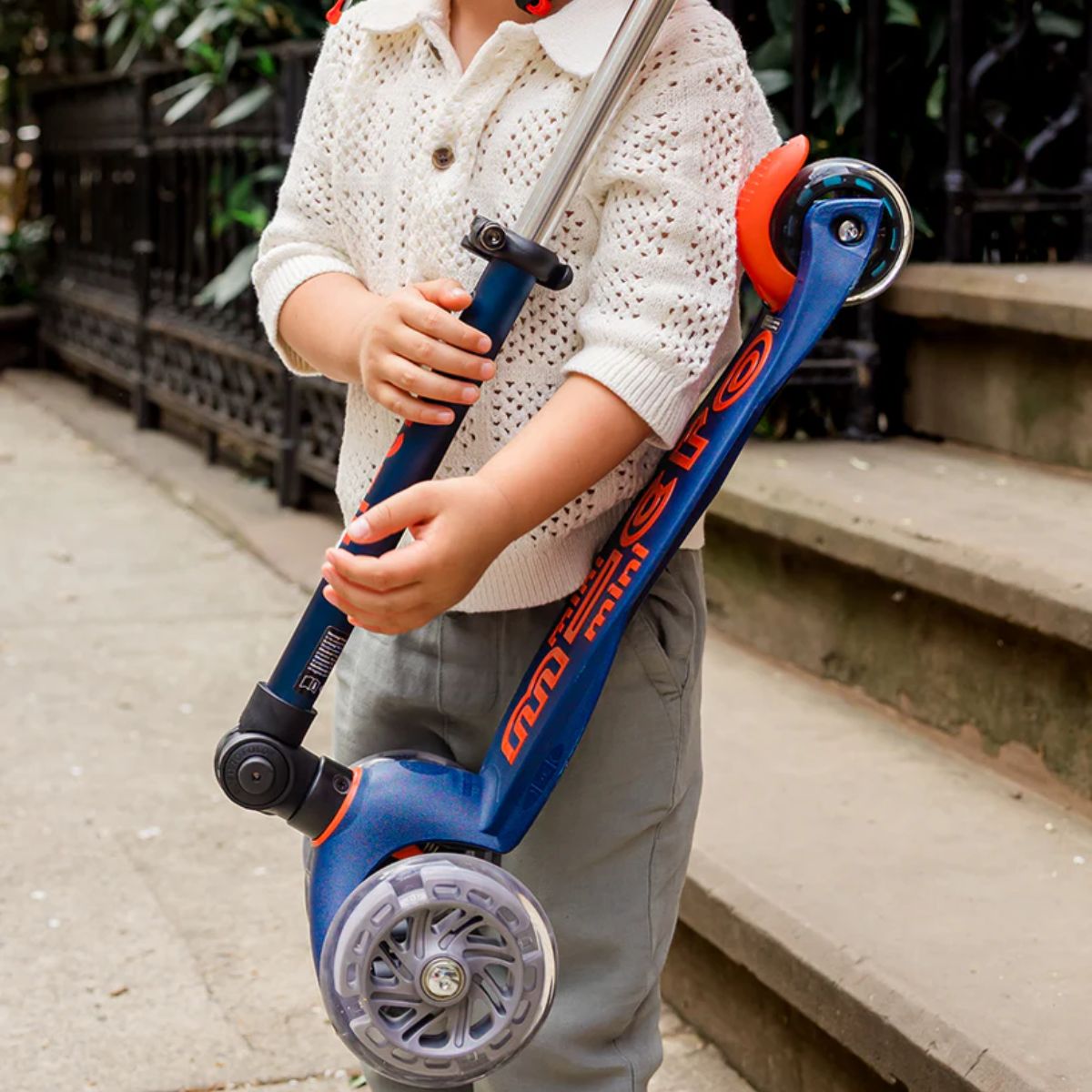Patinete Infantil Micro Mini Foldable LED Neon Sunset Orange/Aqua - Fold, Ride & Go Anywhere